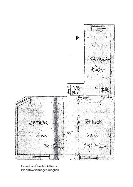 z Grundriss-Skizze - Weidling Bahnhof-Nähe: Helle, freundliche 2-Zimmer-Wohnung