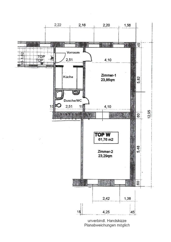 z_Grundriss-Skizze - Karolinengasse: Helle 2-Zimmer-Wohnung