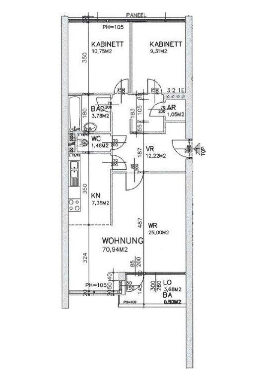 z Grundriss-Skizze - Klosterneuburg: Gepflegte, helle 3-Zimmer-Wohnung, inkl. Pkw-Abstellplatz