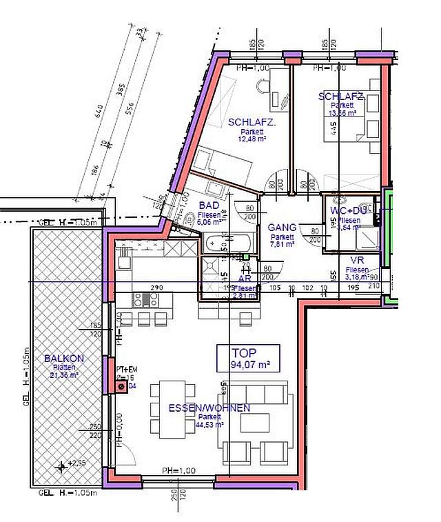 z_Grundriss - Klosterneuburg-Maria Gugging: Nähe IST - Fußbodenheizung - große Terrasse - Pkw-Abstellplatz optional z_Grundriss - Klosterneuburg-Maria Gugging: Nähe IST - Fußbodenheizung - große Terrasse - Pkw-Abstellplatz optional