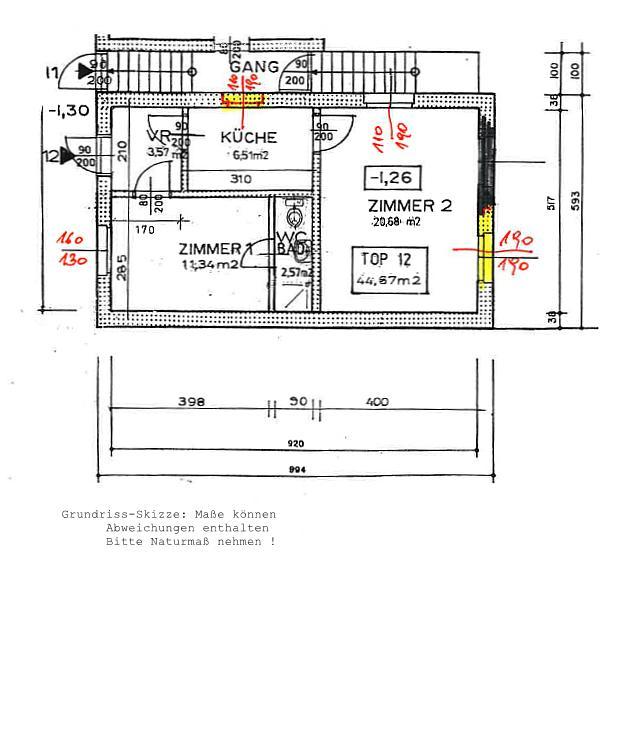 z Grundriss-Skizze - Stadtplatz Klosterneuburg: 2 Zimmer, Ruhelage im Zentrum