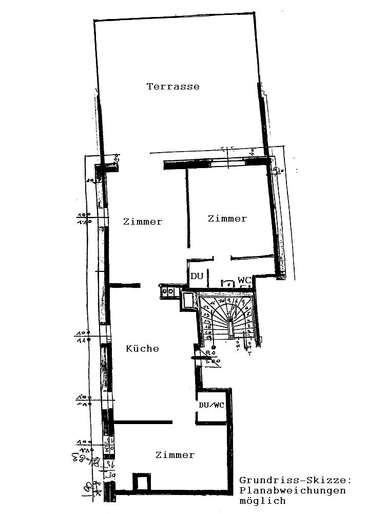 y Grundriss-Skizze - VERMIETET! Nähe Stadtplatz Klosterneuburg: 3,5 Zimmer, große Terrasse