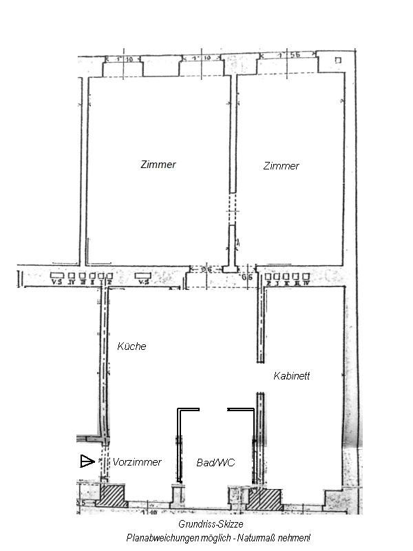 z Grundriss-Skizze - VERMIETET! Gepflegte helle 3-Zimmer-Wohnung, U1 direkt, Nähe Hauptbahnhof